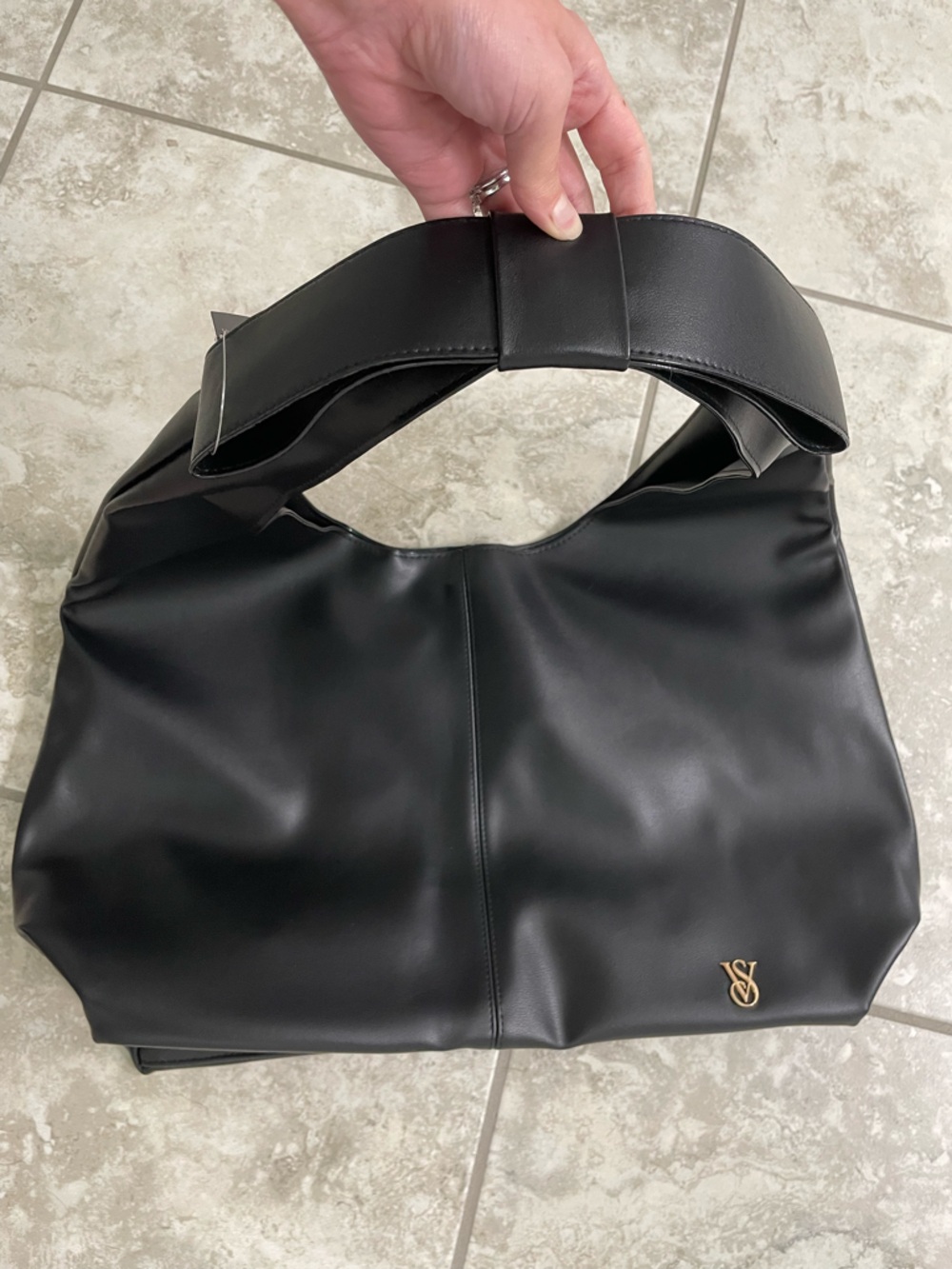 Victoria's Secret Black Faux-Leather Tote NWT - Picture 4 of 7